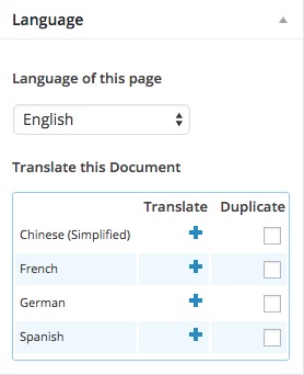 WPML Language Panel- Language pages are not yet created.